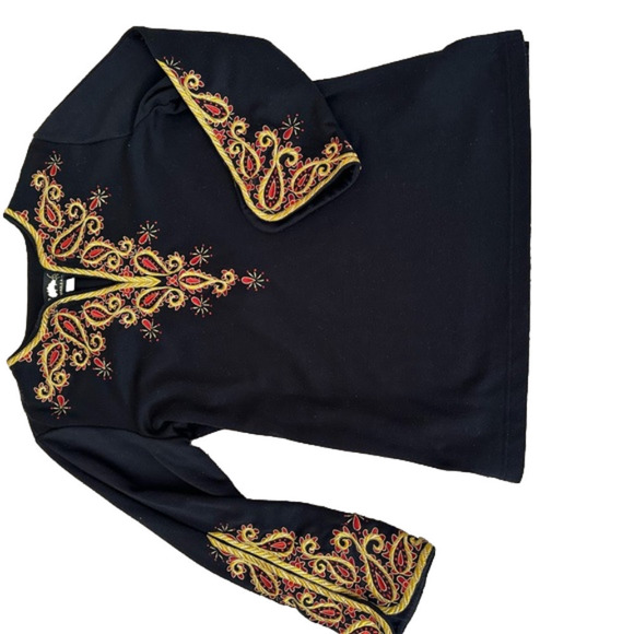 Bob Mackie Wearable Art Embroidered V-Neck - Picture 1 of 5